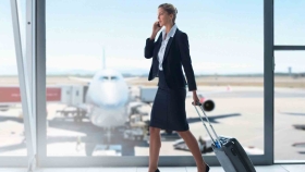 Exportfinanzierung - Business-Frau am Flughafen