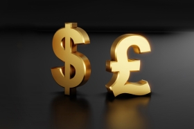 Neue Funktion: Geld wechseln - schwarzer Hintergrund mit goldenem Dollar- und Pfund-Symbol
