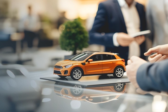 Paar denkt über Kfz Leasing bei der Oberbank nach