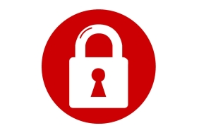 Roter Hintergrund mit weißem Schloss als Icon in der Mitte