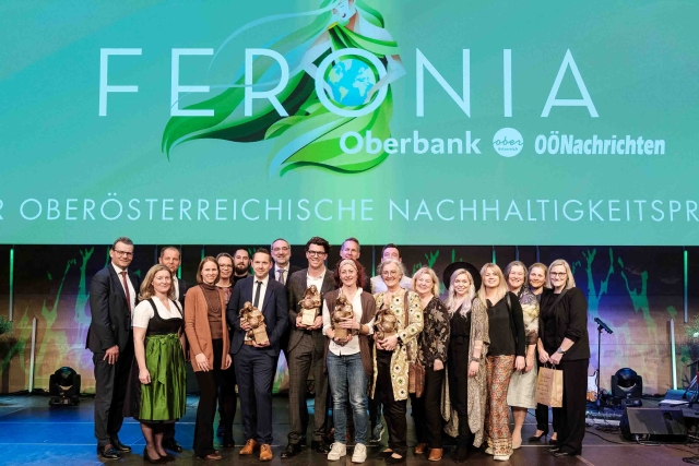 Im Bild (v. l.): Die Gewinner:innen des Nachhaltigkeitspreises FERONIA 2024