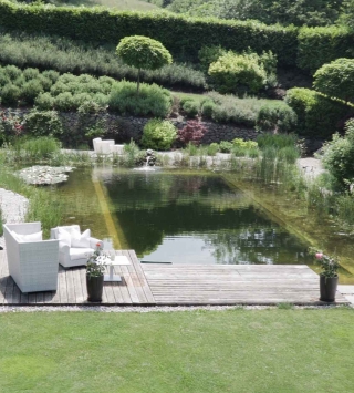 Schwimmteich der Familie Roithner