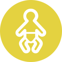 Gelbes Icon mit Baby