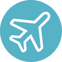 Blaues Icon mit Flugzeug