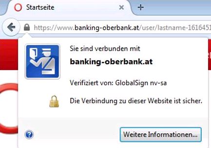 Muster Oberbank eBanking-Zertifikat